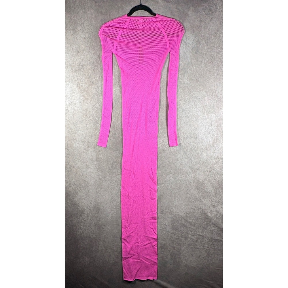 SKIMS Dress Women XXS-S Pink Recycled Swim Cut Out Long Sleeve Mesh Maxi NEW - Picture 4 of 9